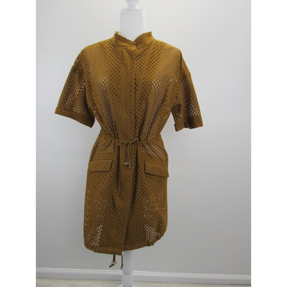MARCIANO EYELET ZIP UP TUNIC COVER UP